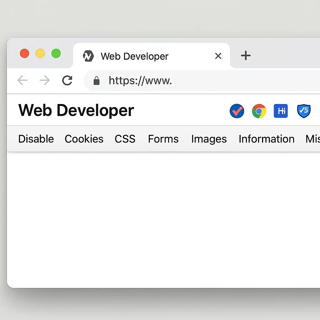 Web Developer Chrome Extension Toolbar With Developer Tools.