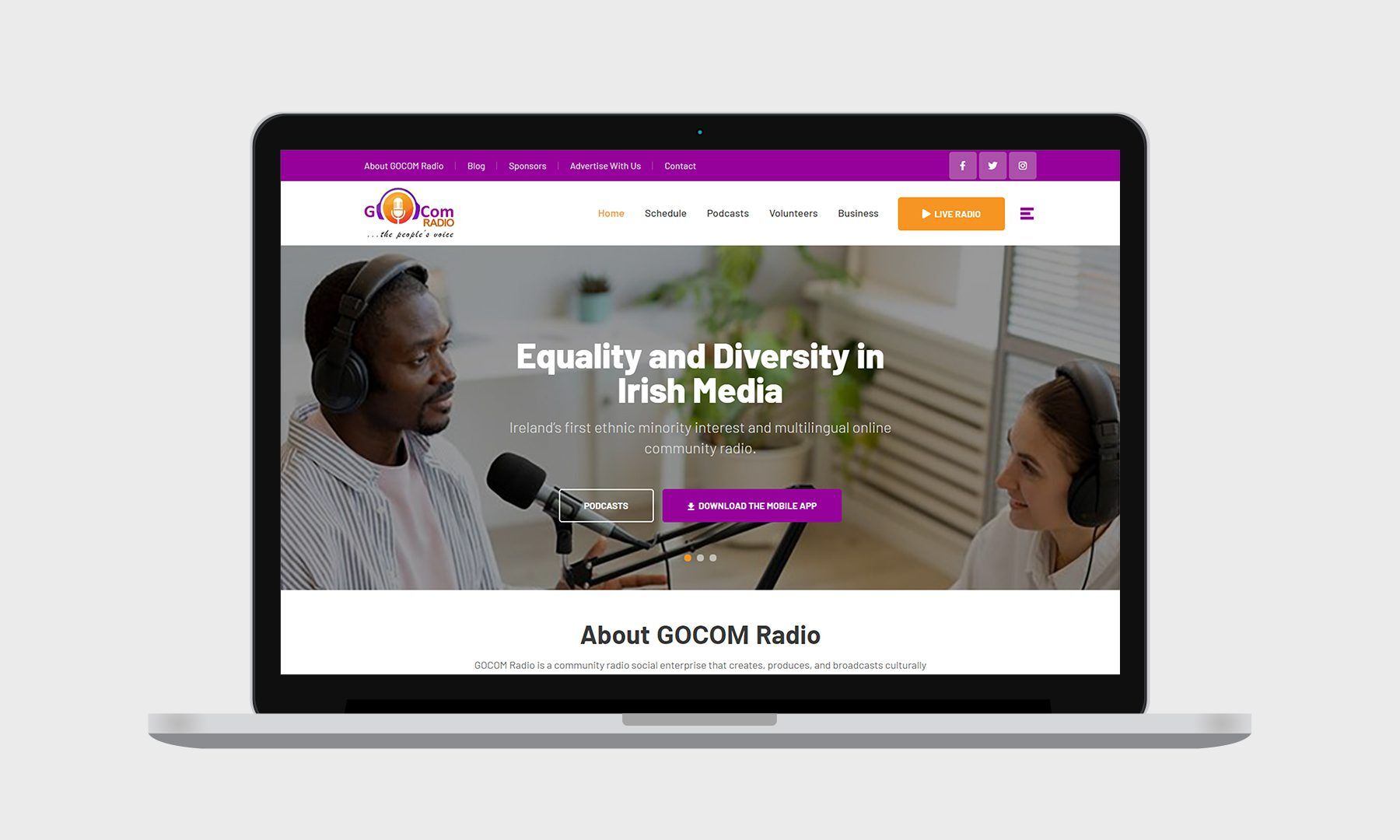Gocom Galway Radio – Multilingual Community Radio Website