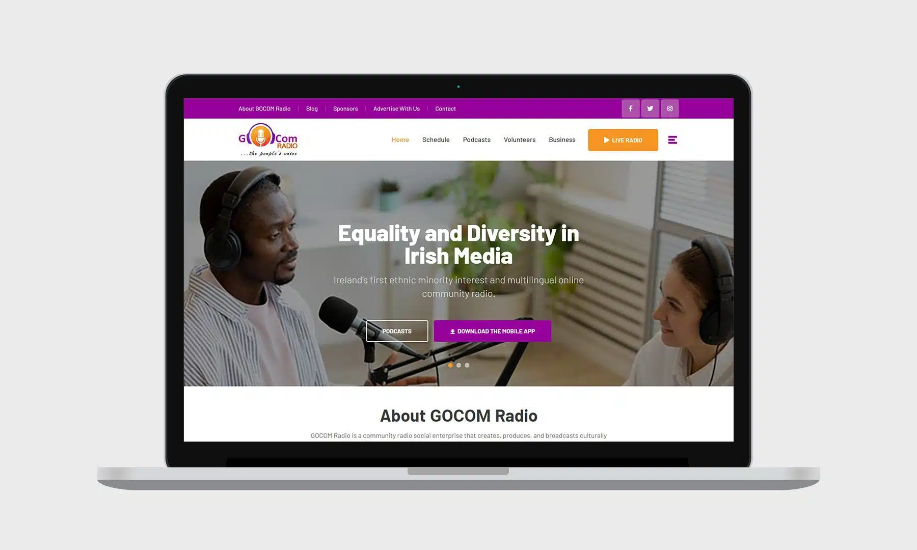 Gocom Galway Radio – Multilingual Community Radio Website