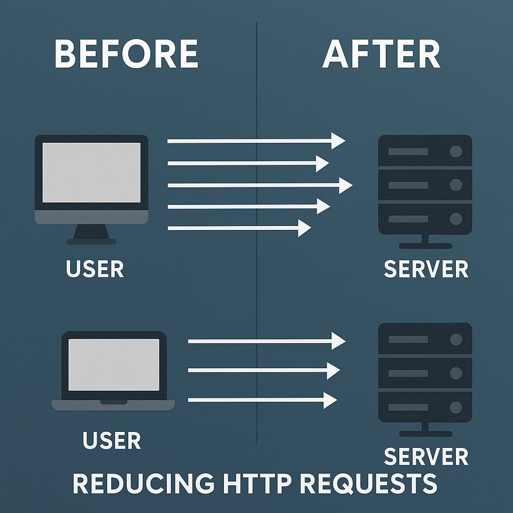 Reducing HTTP requests to improve website speed.